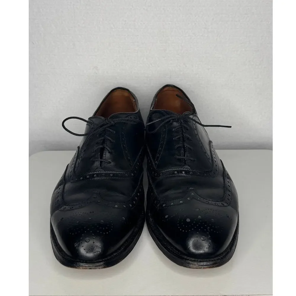 Alden England Black Leather Wingtip Brogue Shoes 12D Vintage